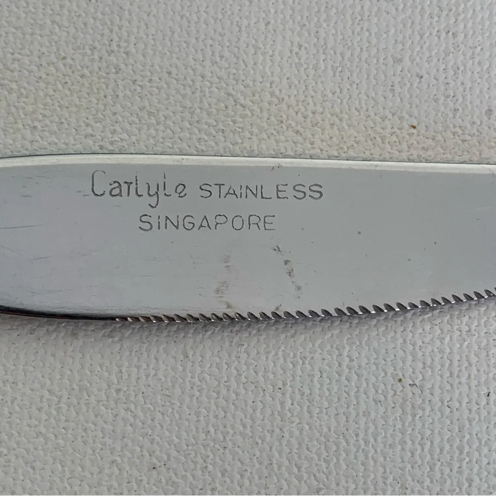 3 Carlyle Cameo Hong Kong Dinner Knives Knife Set Vintage Stainless Steel 8 3/8